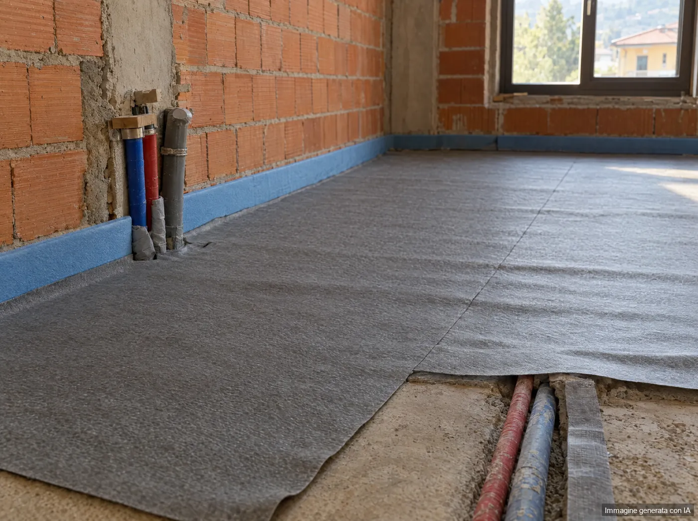 Cantiere: strato resiliente e fascia perimetrale per un massetto galleggiante